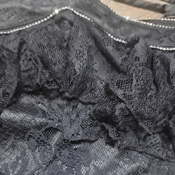 bebe Black Lace Embellished Keyhole Off-Shoulder Mini Dress - Picture 7 of 9